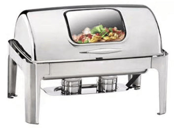 CASTELLO Economy Rectangular Roll Top Chafing Dish w/ Glass Window